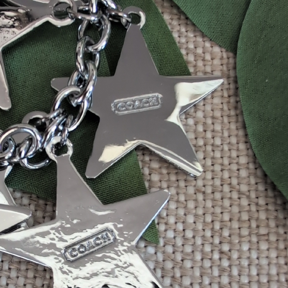 Coach Burgundy, Cream and Silver Star Keychain - NWOT - Picture 2 of 9